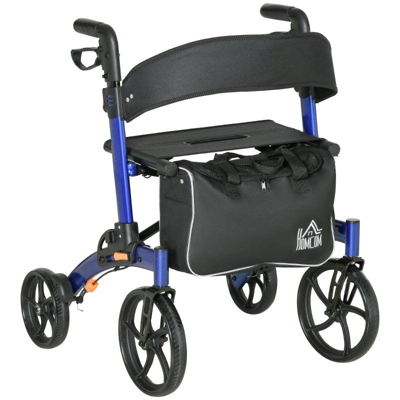 Aluminum Rollator Walker for Seniors and Adults with 10' Wheels, Seat and Backrest