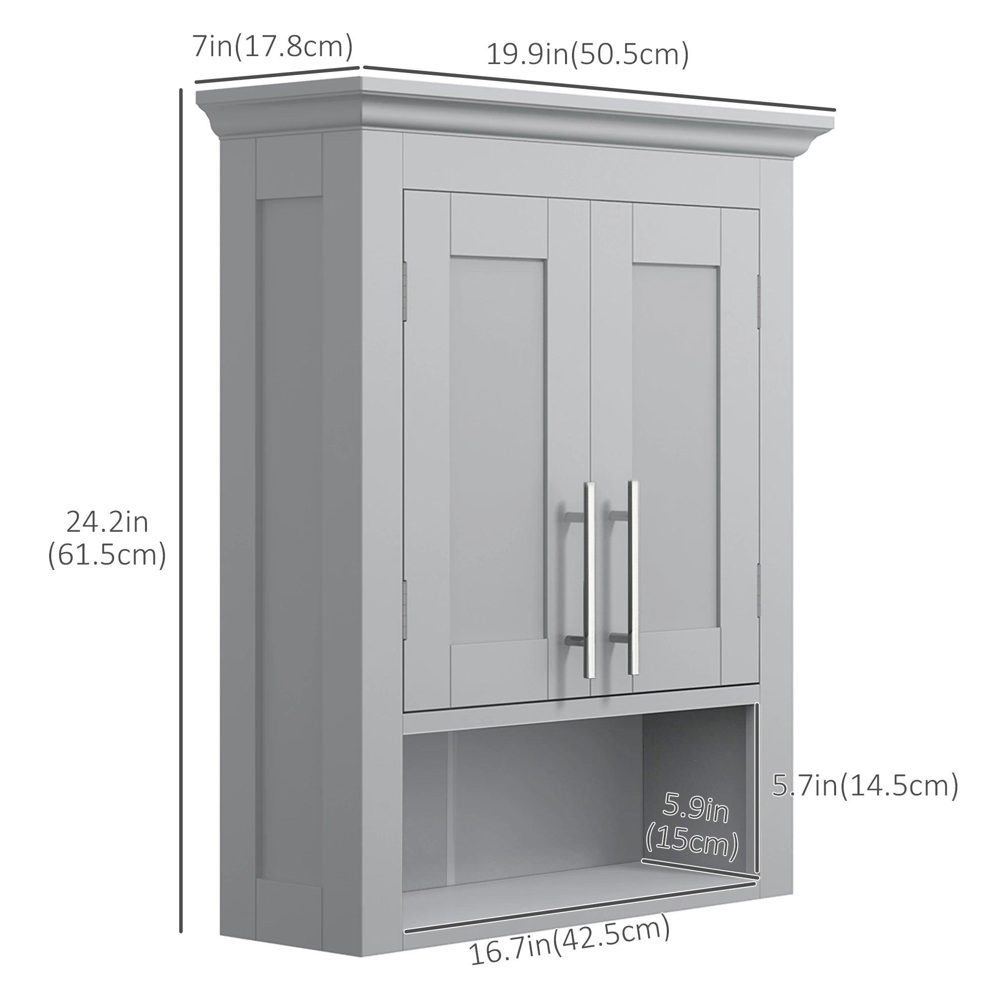 Bathroom Wall Cabinet, Medicine Cabinet, Over Toilet Storage Cabinet with Shelf for Living Room and Entryway, Grey