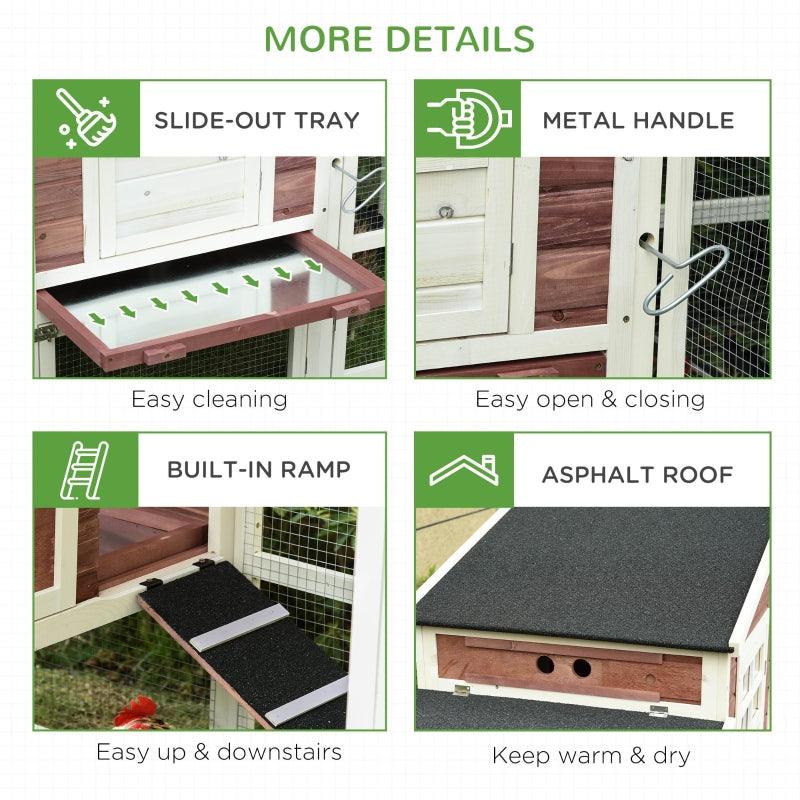 Chicken Coop Wooden Hen House Rabbit Hutch Poultry Cage Pen Outdoor Backyard with Nesting and Running Box