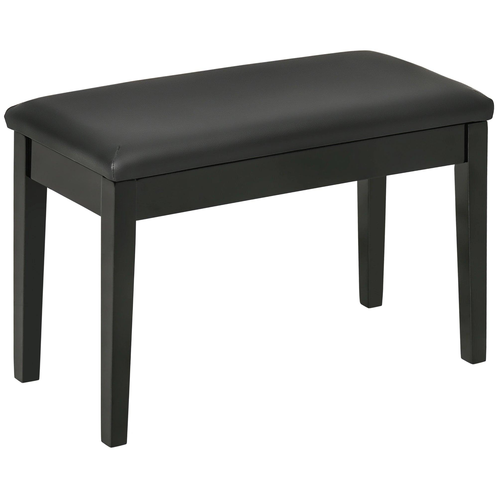 Classic Piano Bench Stool, PU Leather Padded Keyboard Seat with Rubber
