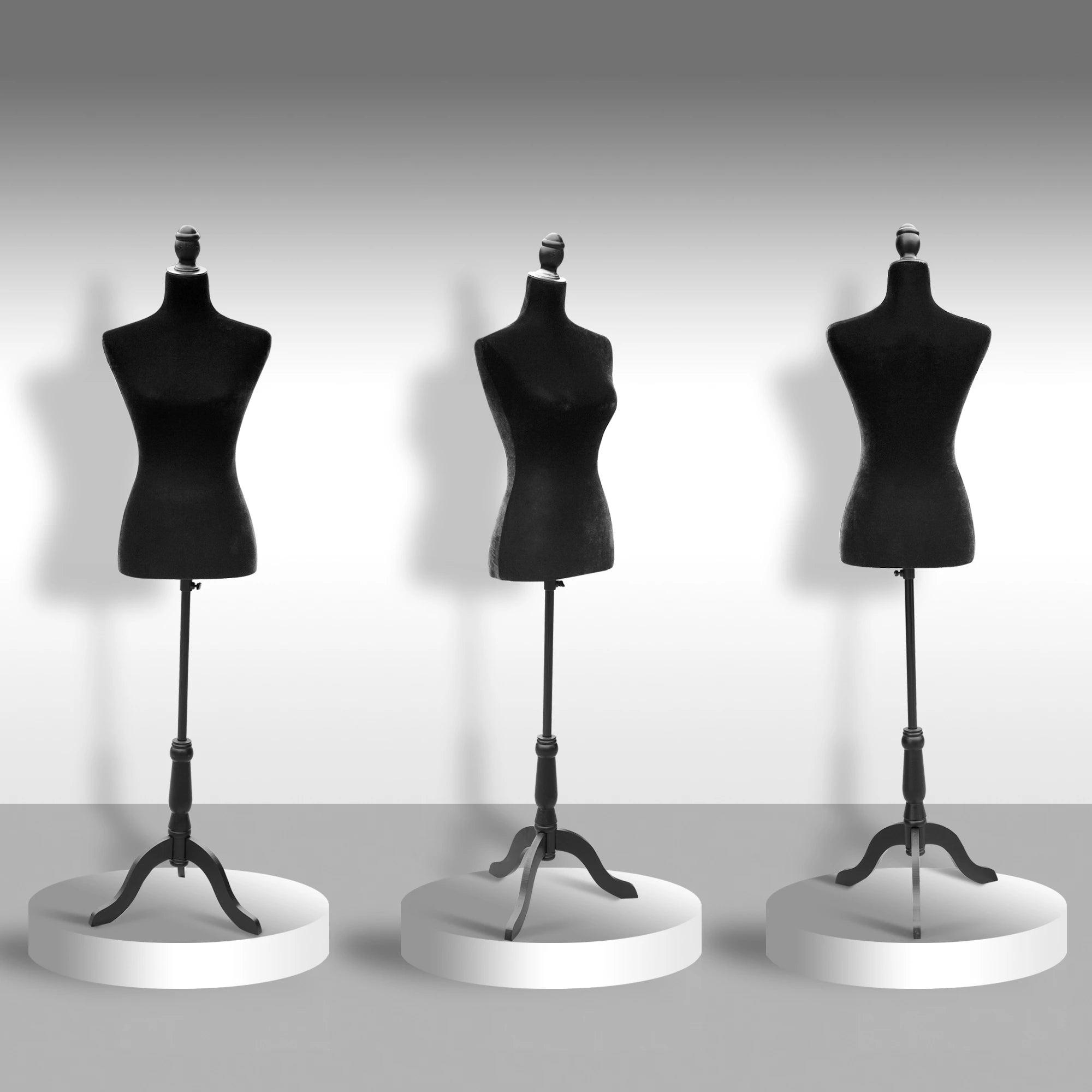 Female Fashion Mannequin Dress Form Torso Dressmaker Stand Clothing Display w/ Base (Black)