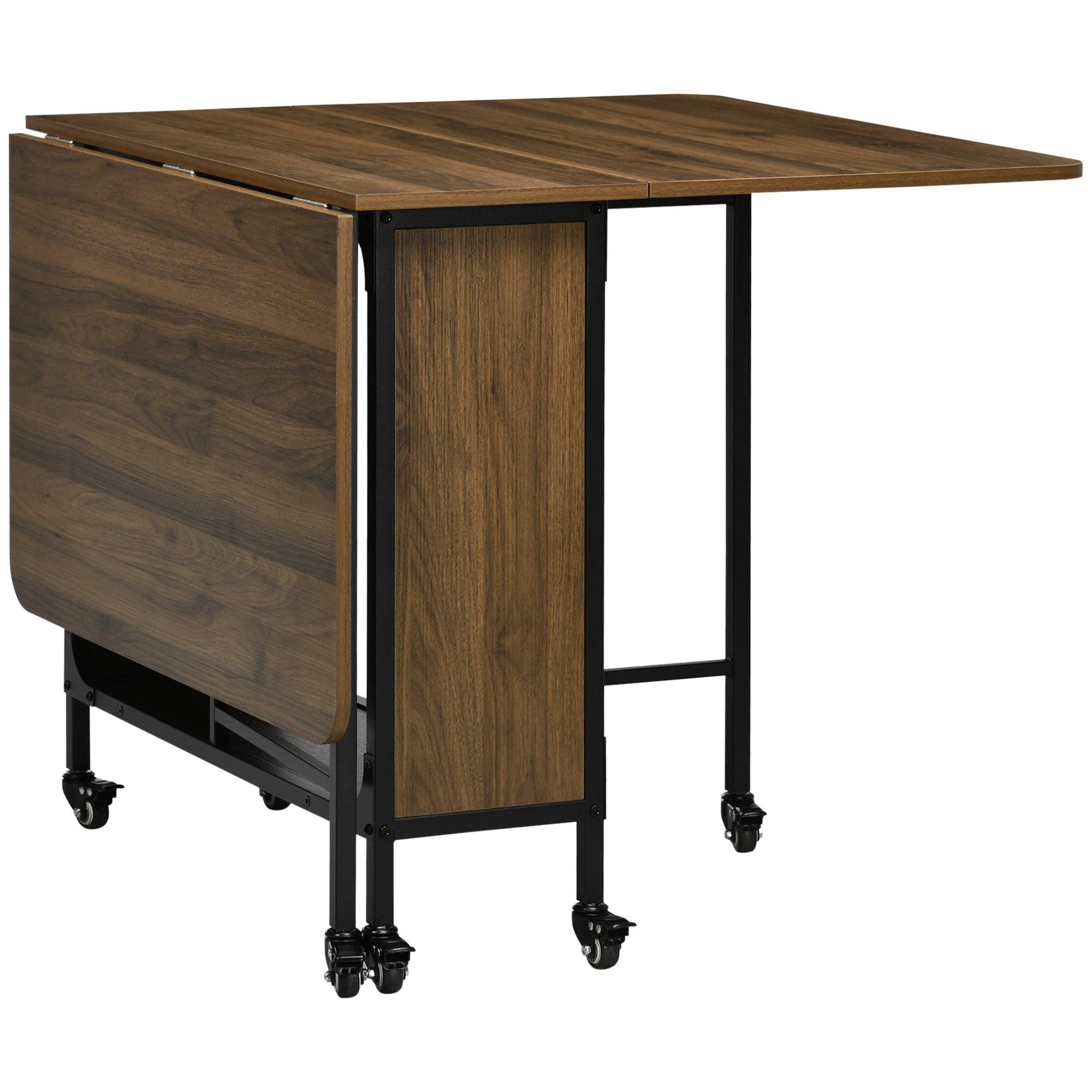 Folding Dining Table, Mobile Drop Leaf Table, Extendable Kitchen Table for Small Spaces