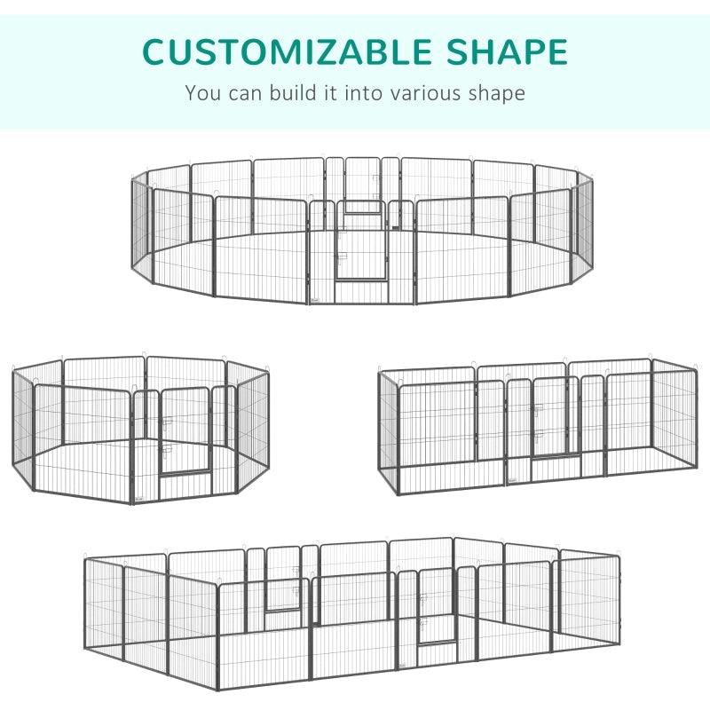 Heavy Duty Pet Playpen, 16 Panels Steel Dog Fence, Portable Puppy Exercise Pen, with 2 Doors Locking Latch