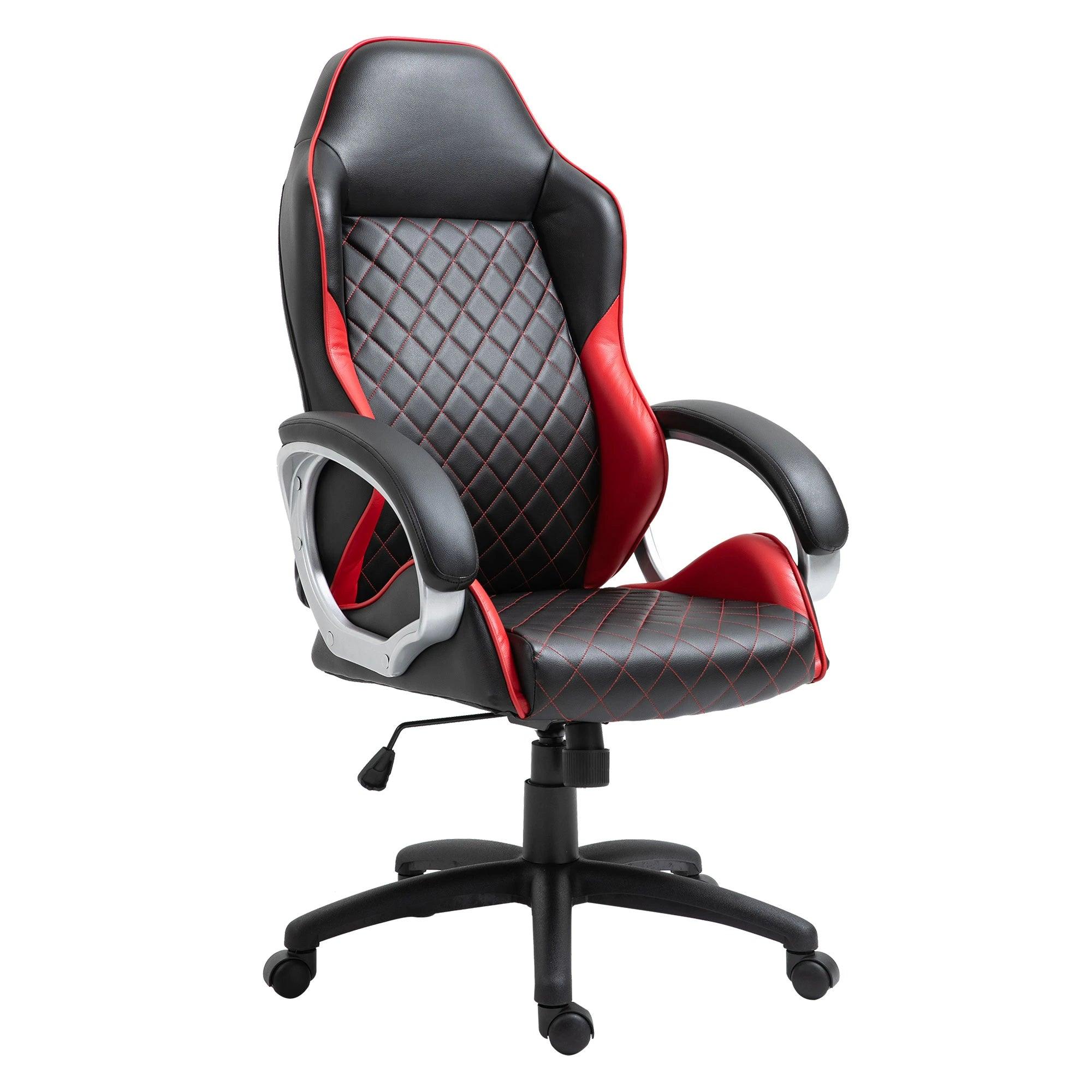 High Back Office Chair Gaming Chair Racing Executive Desk Chair with PU Leather, Adjustable Height, Red