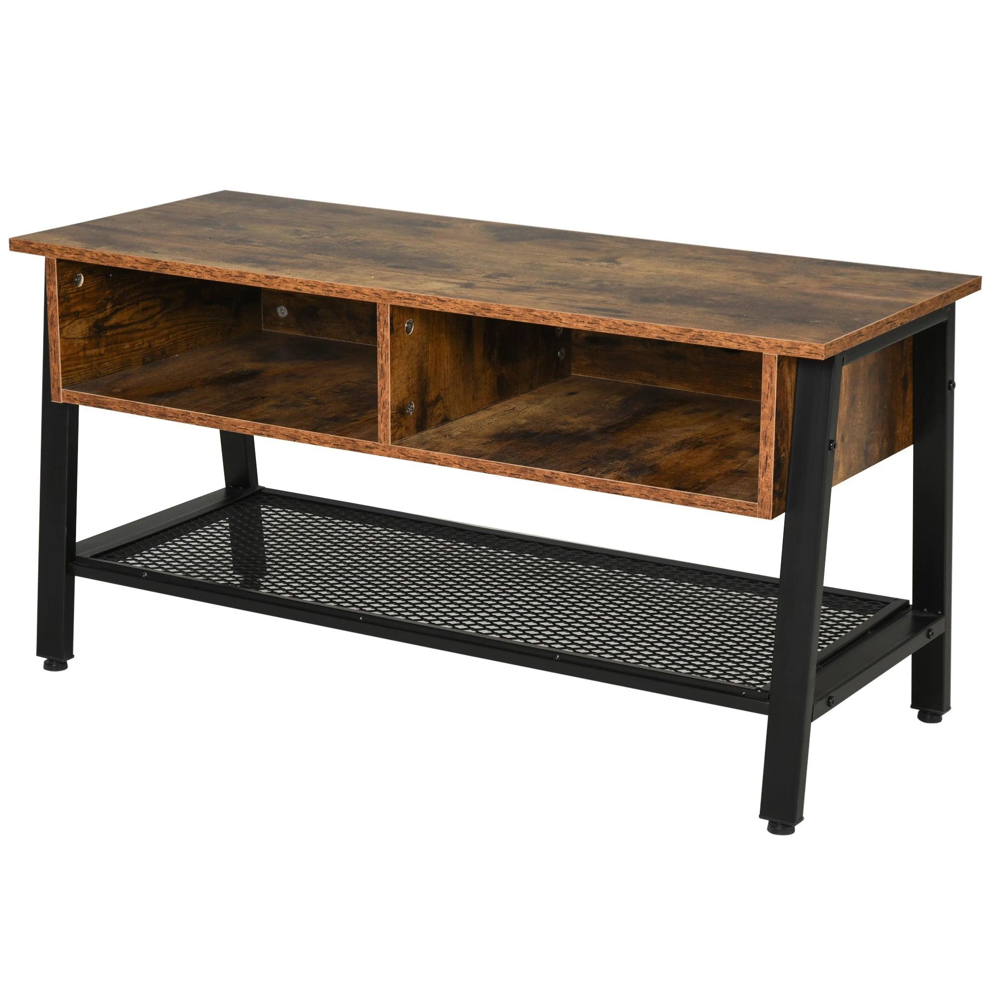 Industrial TV Stand, TV Console Table for TV up to 45' Flat Screen, Entertainment Center for Living Room, Bedroom, Rustic Brown