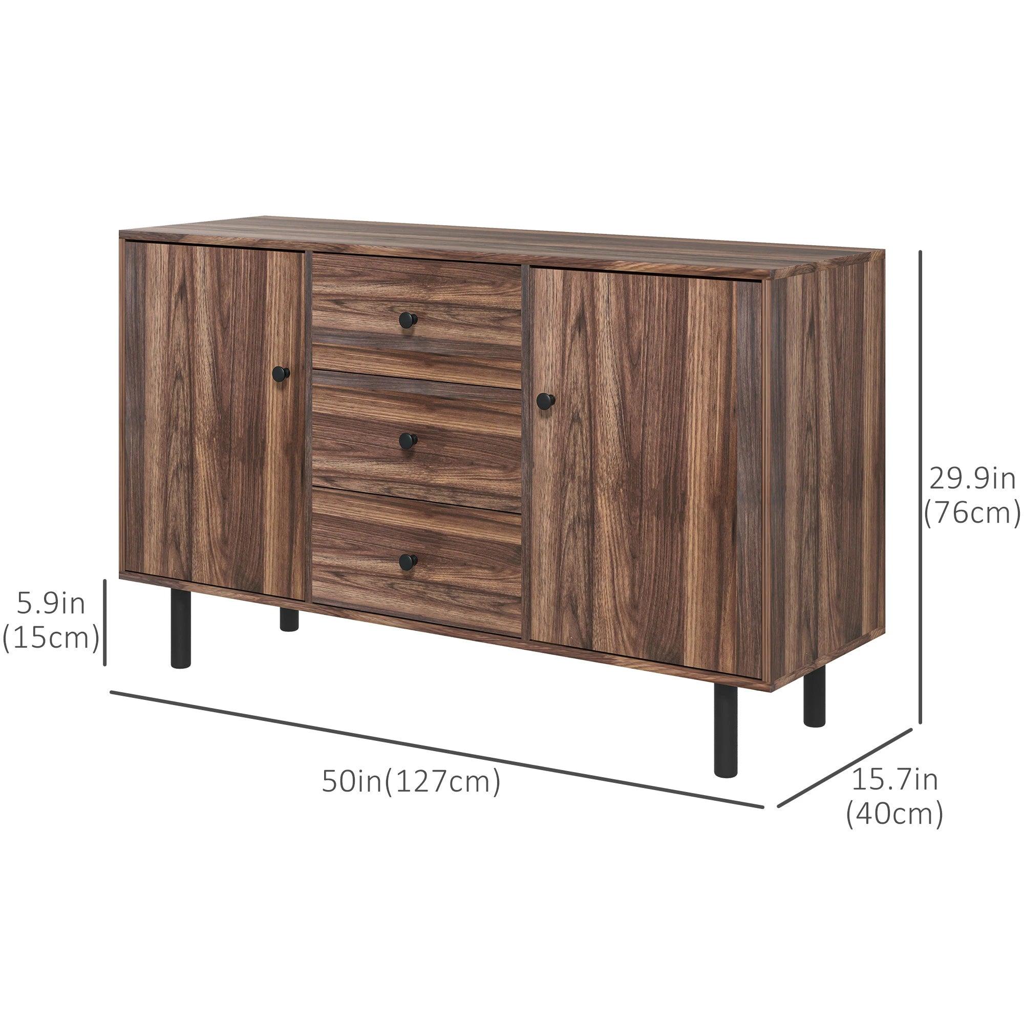 Kitchen Storage Sideboard, Buffet Cabinet with 2 Cupboard, 3 Drawers and Adjustable Shelves