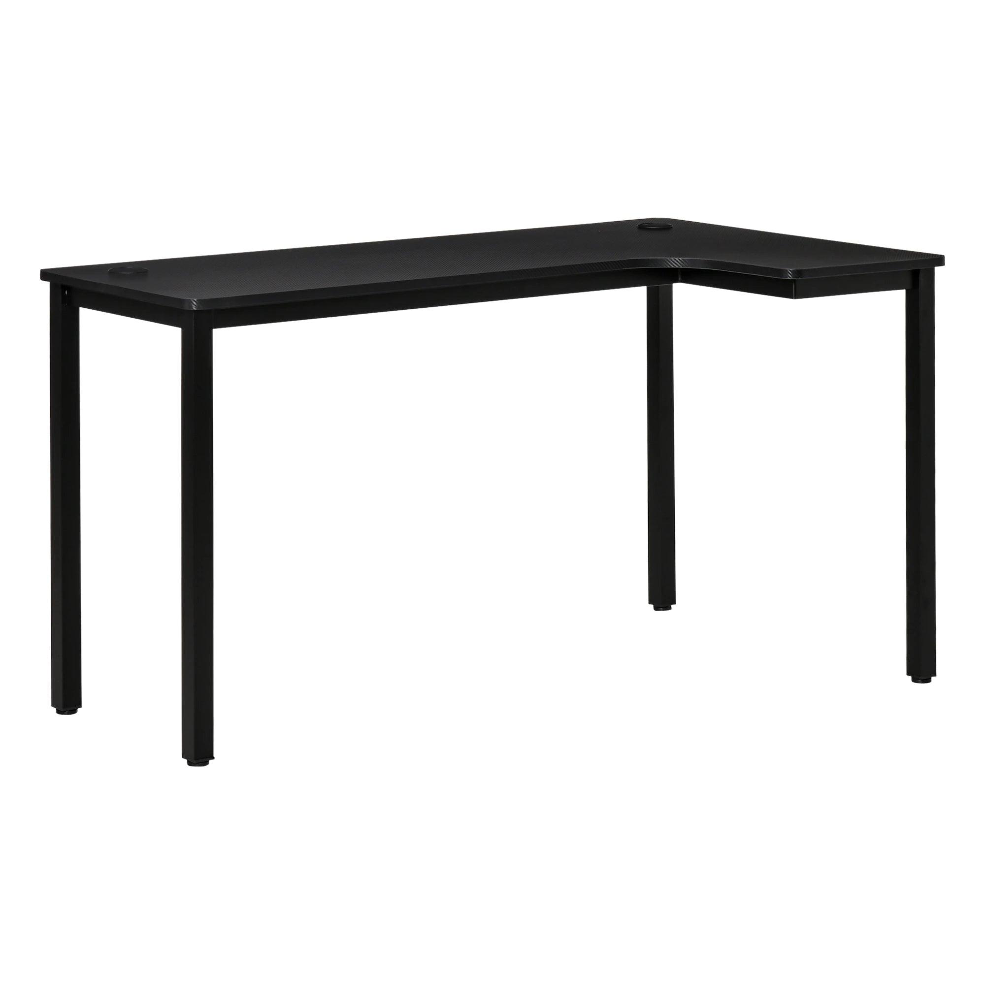 L-Shaped Desk, 57 Inch Corner Desk, Computer Table, Writing Workstation for Home Office with Cable Management, Black