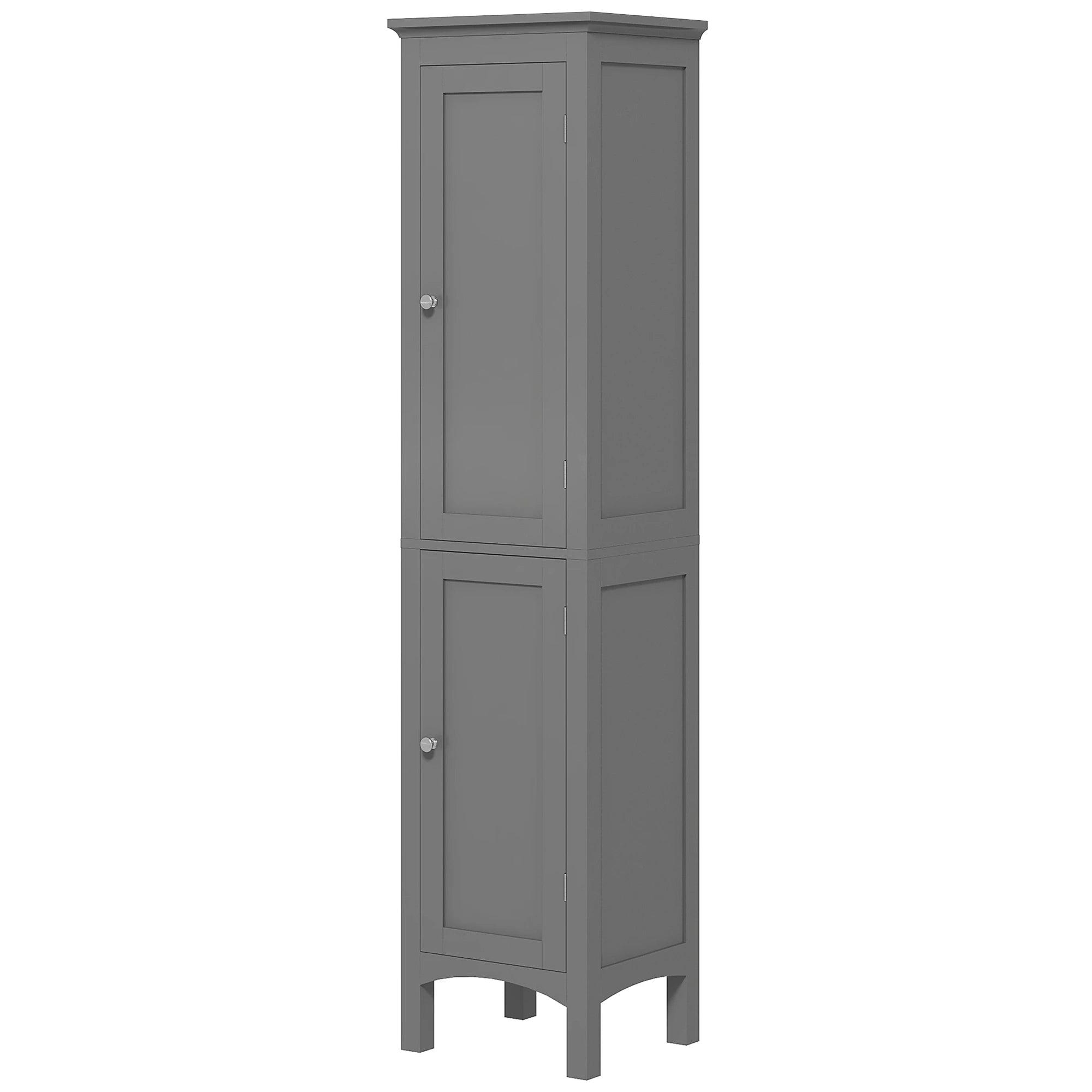 Tall Bathroom Cabinet, Freestanding Storage Organizer with Adjustable Shelves and Cupboards, 15