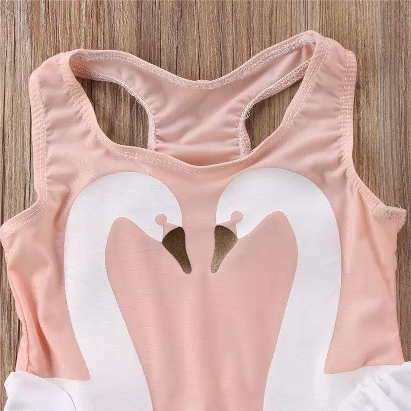 Adorable Toddler Girls Swan Swimsuit Clothes