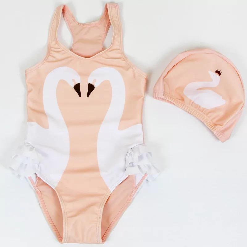 Adorable Toddler Girls Swan Swimsuit Clothes