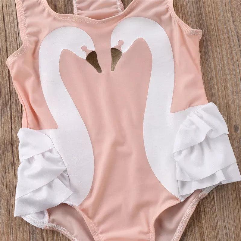 Adorable Toddler Girls Swan Swimsuit Clothes