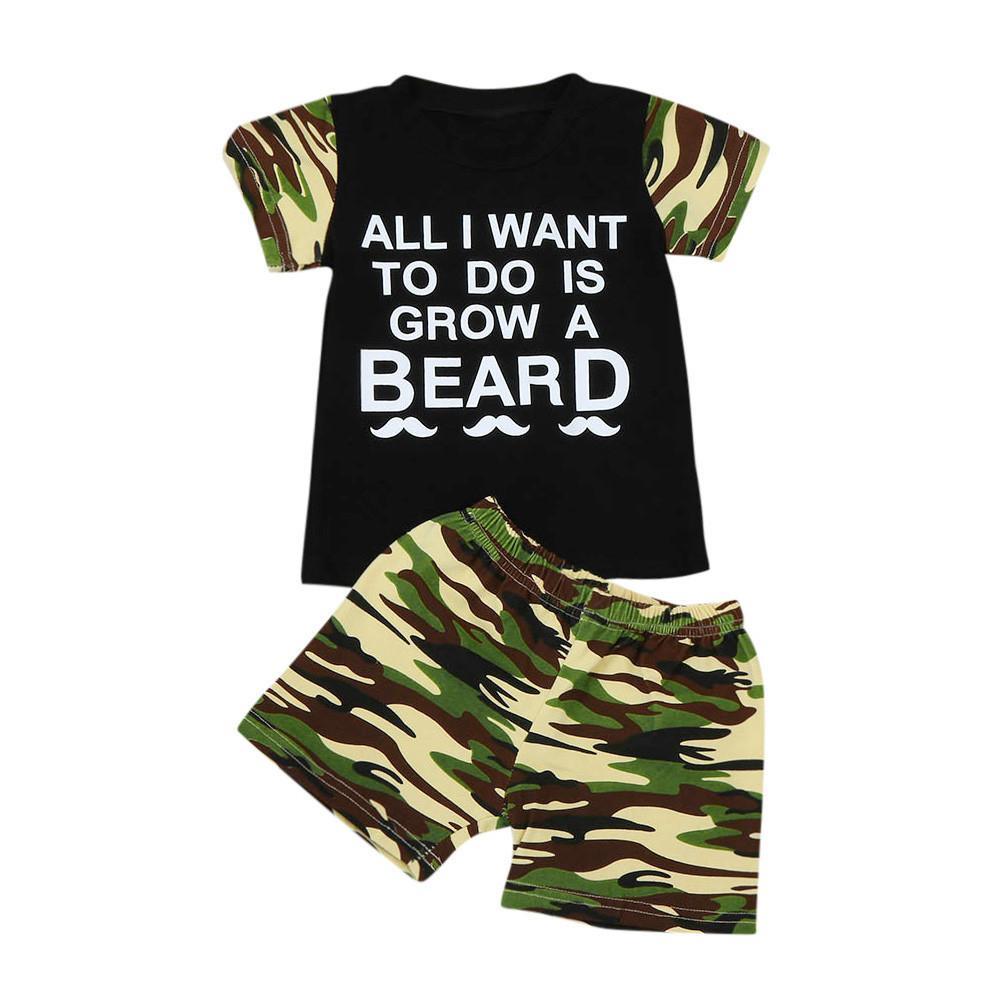 Baby Boy T-Shirt Grow A Beard Camouflage Short