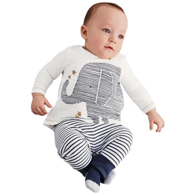 Baby Boys Striped Elephant Long Sleeve Shirt Pant