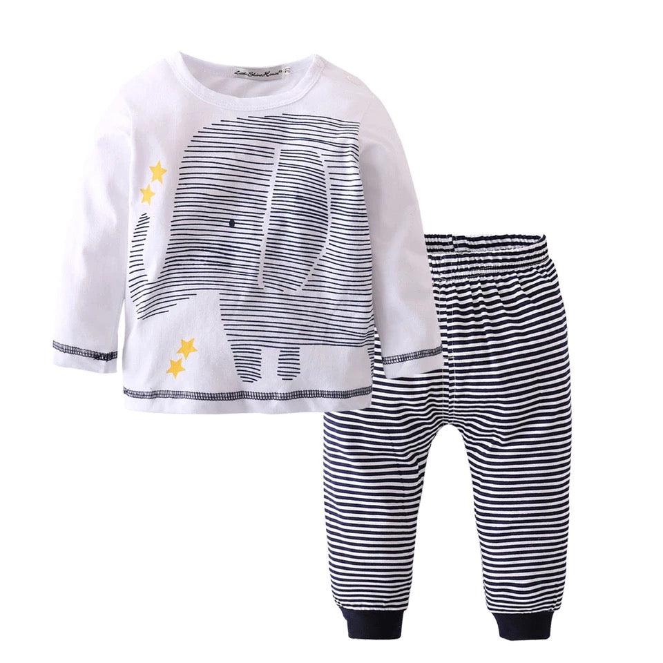 Baby Boys Striped Elephant Long Sleeve Shirt Pant