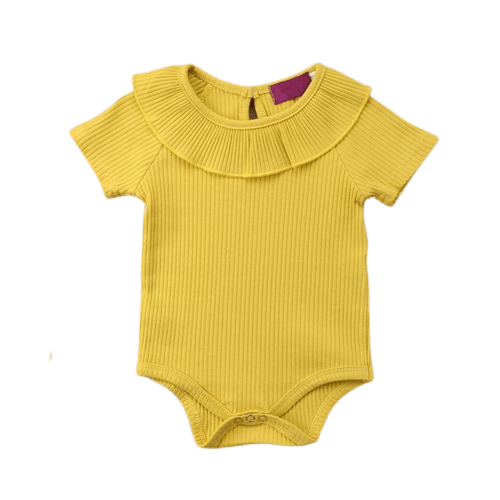 Baby Girl Ribbed Solid Collar Romper Jumpsuit