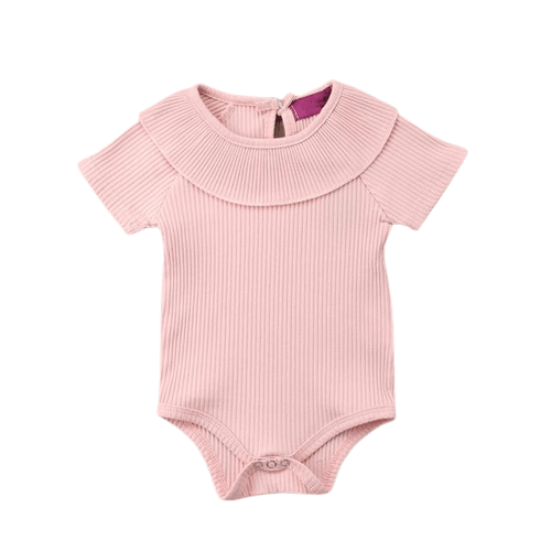 Baby Girl Ribbed Solid Collar Romper Jumpsuit