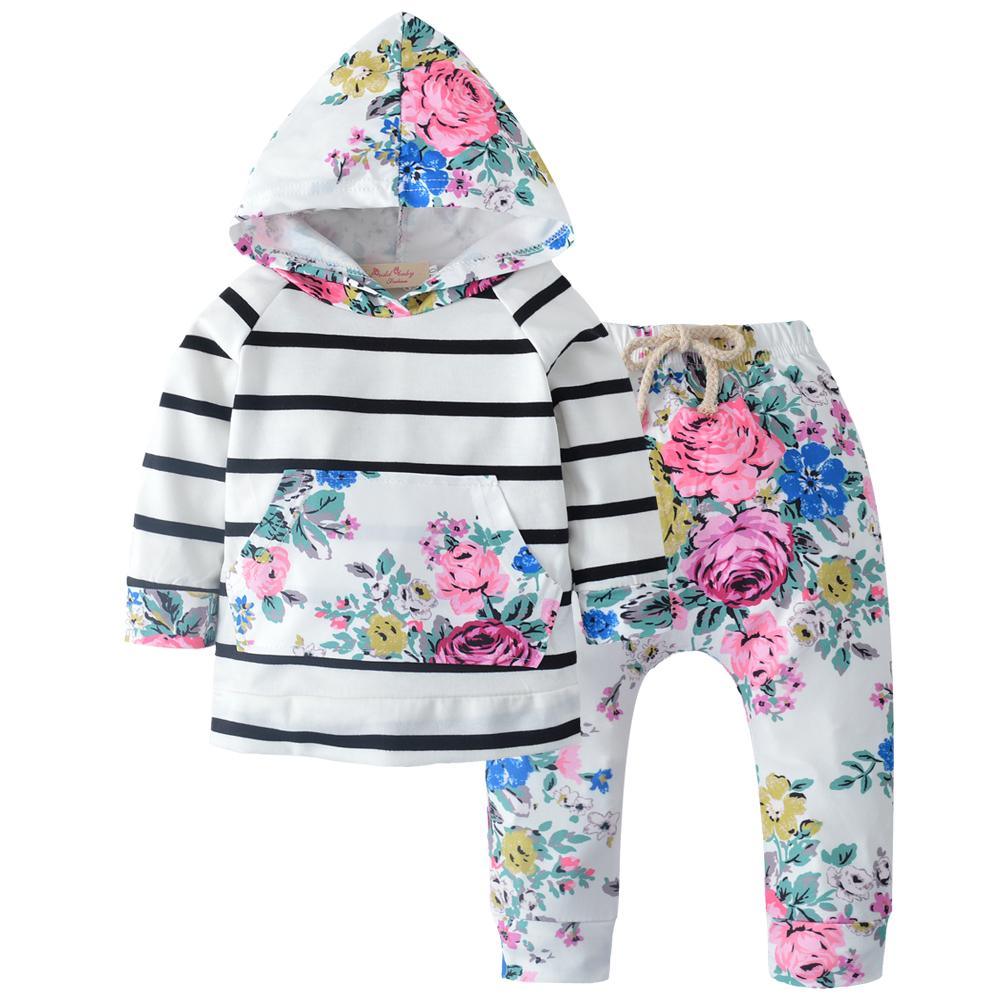 Baby Girls Hooded Tops Long Pants Outfit Set