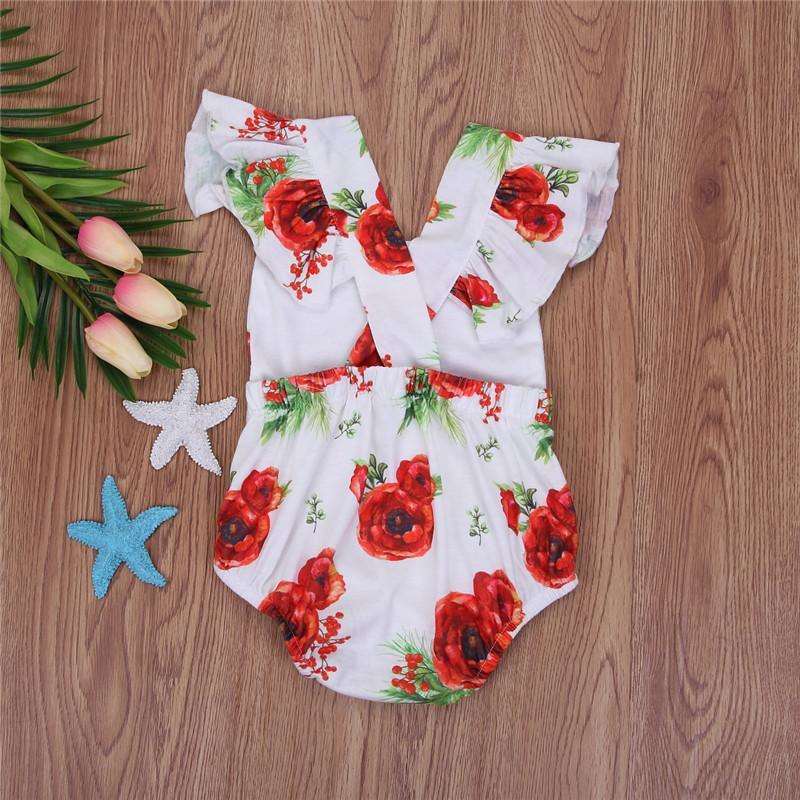 Baby Girls Romper Flower Backless Jumpsuit