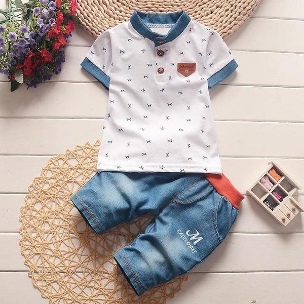 Casual Boys Sets Short Sleeve Denim Jeans