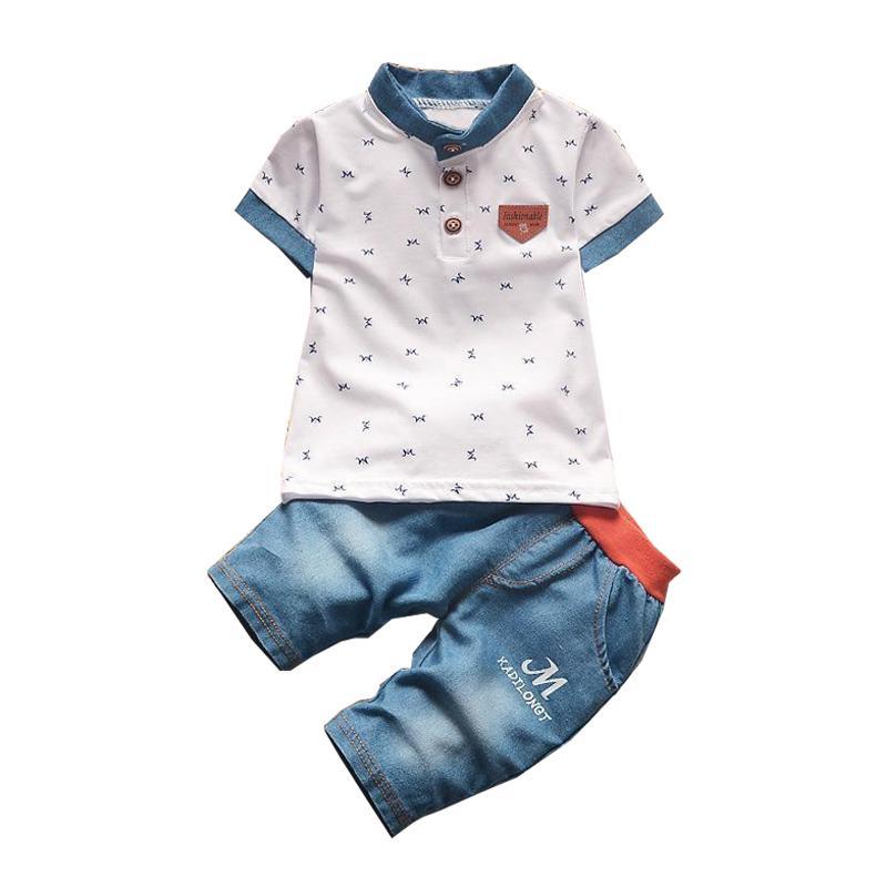 Casual Boys Sets Short Sleeve Denim Jeans