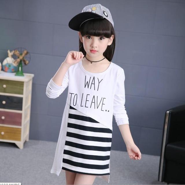 Casual Fashion Striped Dress Girls Vestidos Clothes