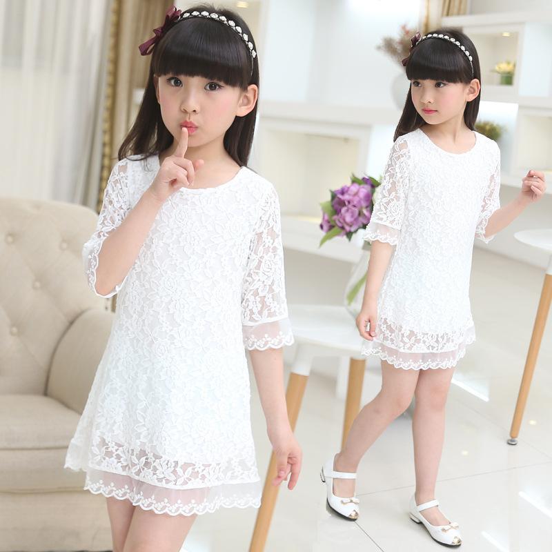 Girls White Lace Dress Clothes