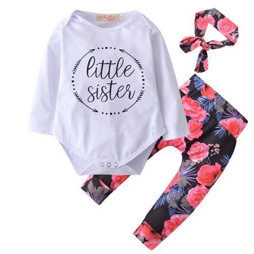 Infant Little Sister Romper Pants Headband