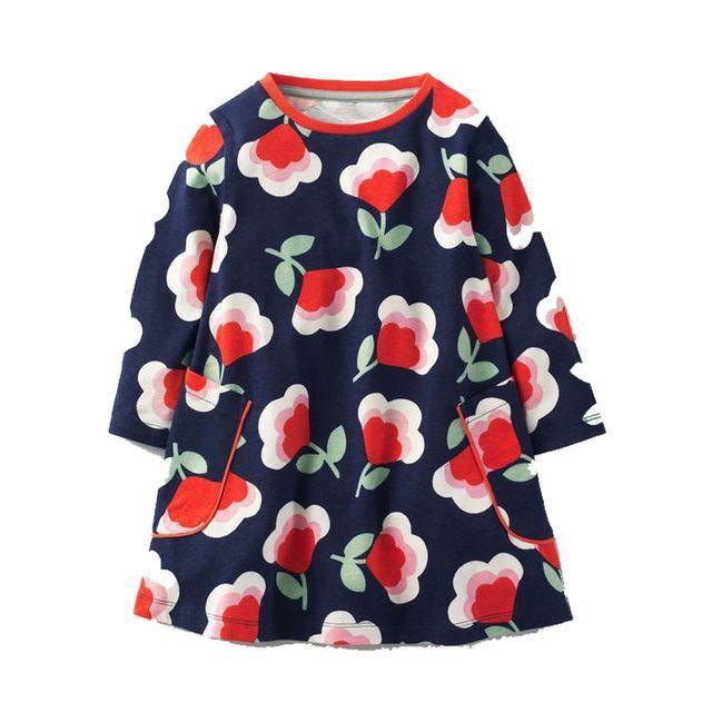 Long Sleeve Princess Animal Flower Tunic Jersey Dress