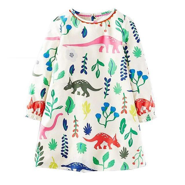 Long Sleeve Princess Animal Flower Tunic Jersey Dress