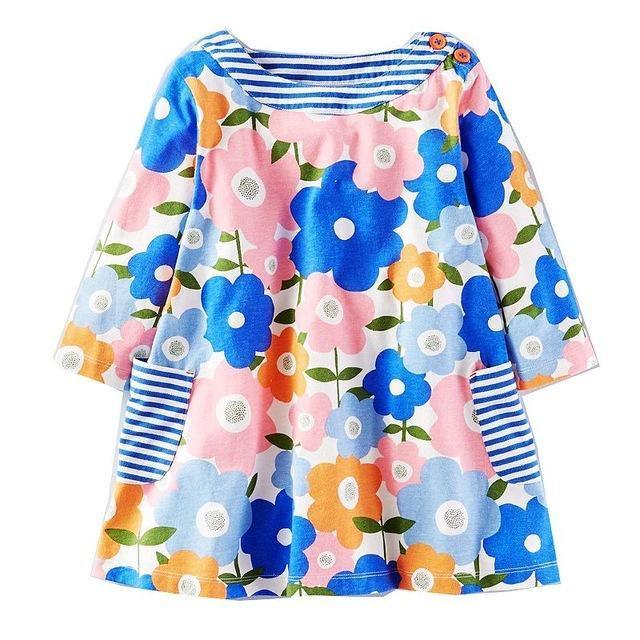 Long Sleeve Princess Animal Flower Tunic Jersey Dress