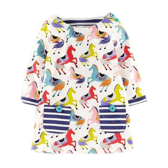 Long Sleeve Princess Animal Flower Tunic Jersey Dress