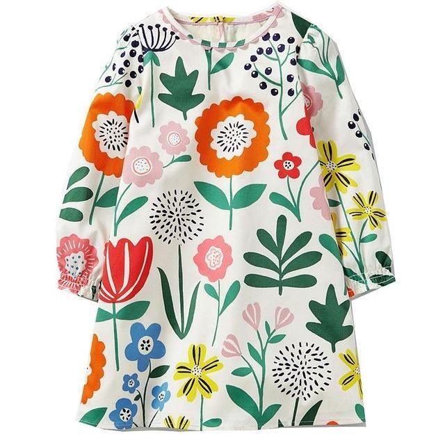 Long Sleeve Princess Animal Flower Tunic Jersey Dress