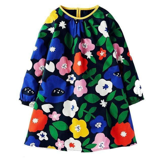 Long Sleeve Princess Animal Flower Tunic Jersey Dress