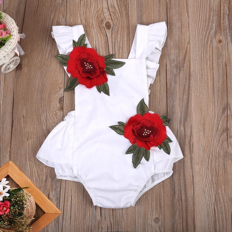 Newborn Girl Backless Embroidery Jumpsuit