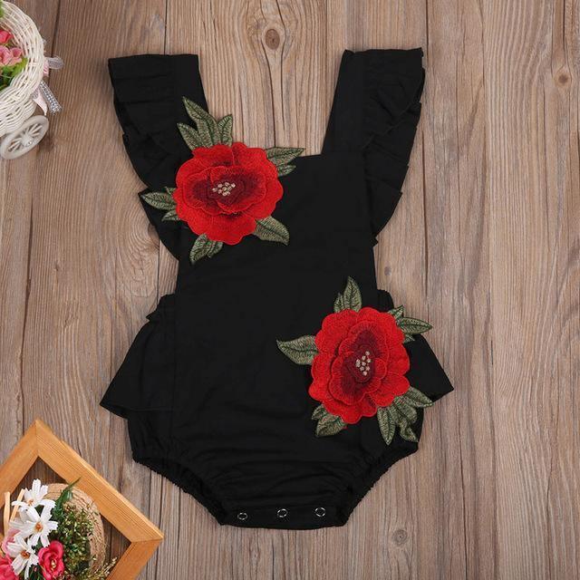 Newborn Girl Backless Embroidery Jumpsuit