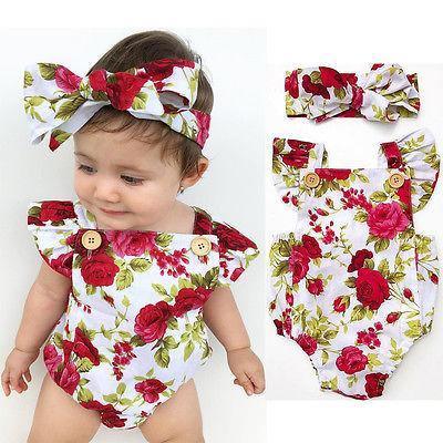 Newborn Girls Floral Summer Romper Jumpsuit Clothes