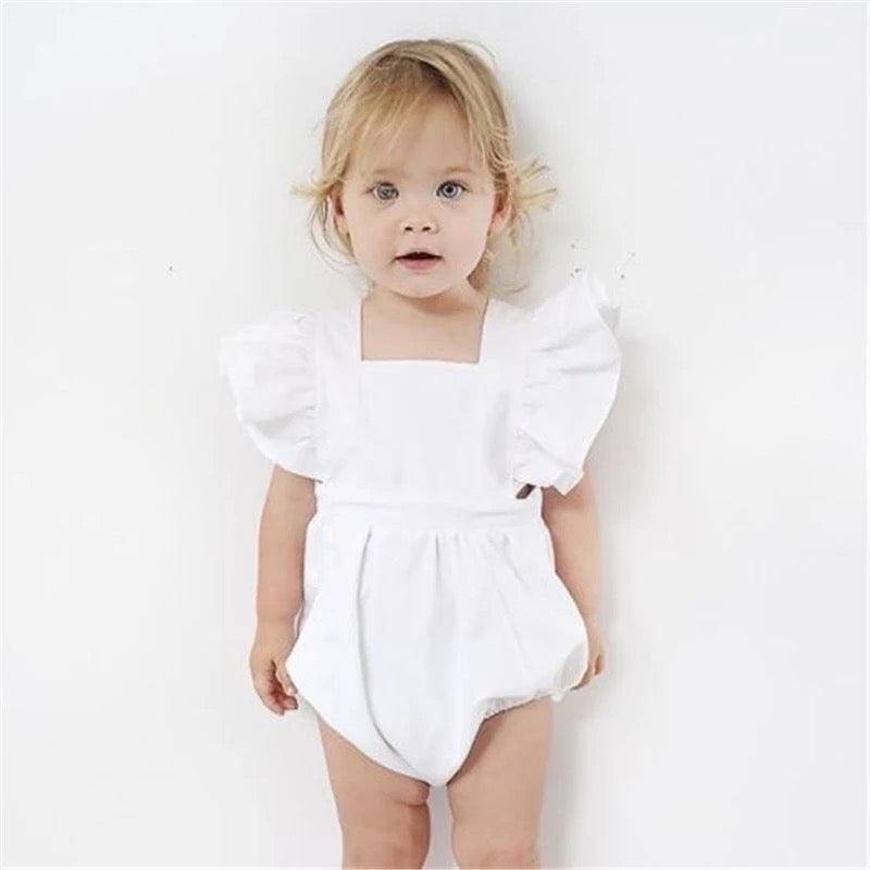 Princess Newborn Baby Romper Solid White