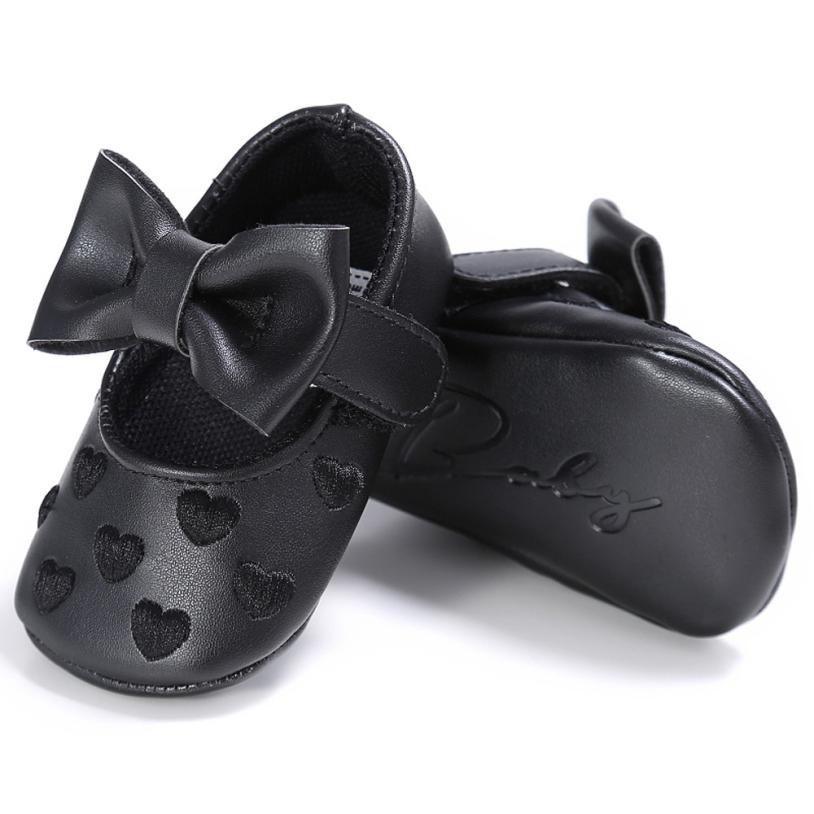 Soft Bow Knot Leather Heart Shoe