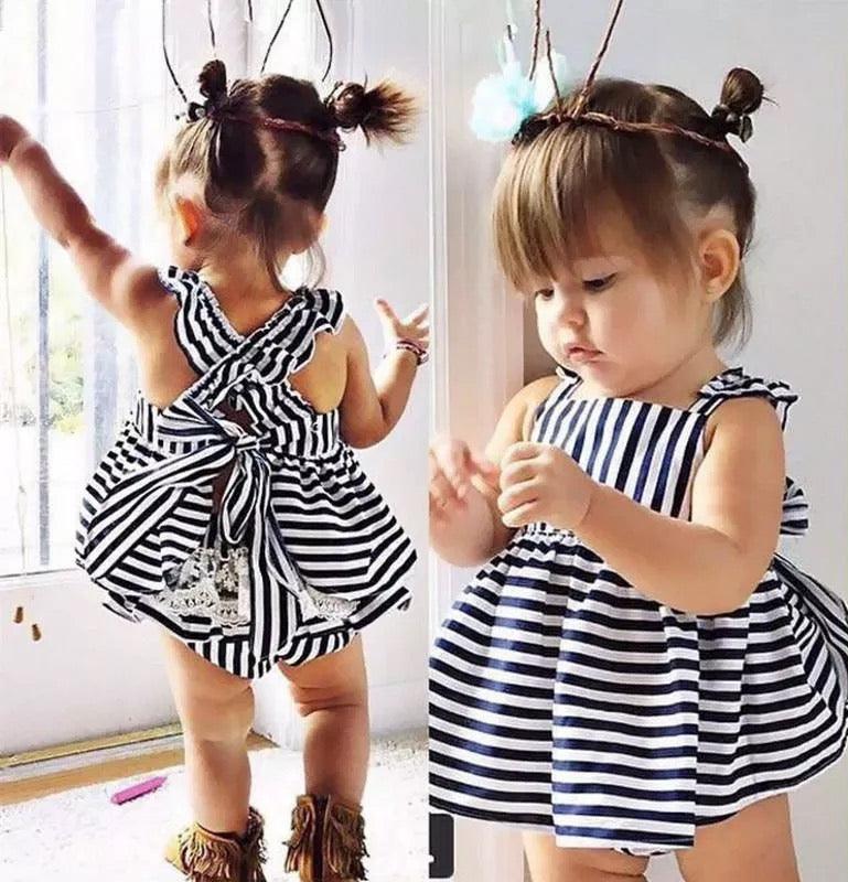 Summer Baby Girl Backless Stripe Romper