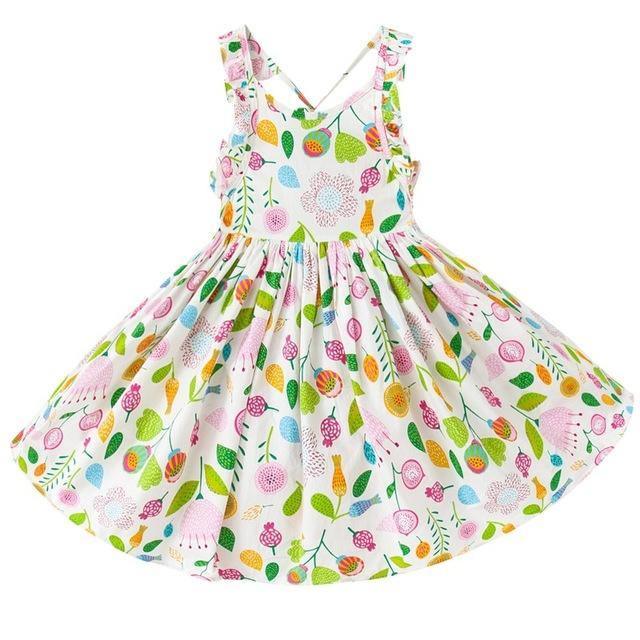 Summer Baby Girls Backless Vintage Floral Party Dress