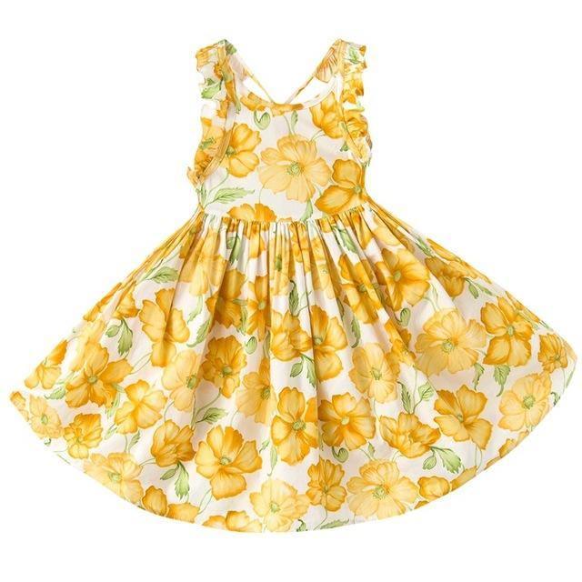 Summer Baby Girls Backless Vintage Floral Party Dress