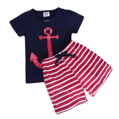 Summer Kid Baby Boys Anchor Fish Cotton Clothes