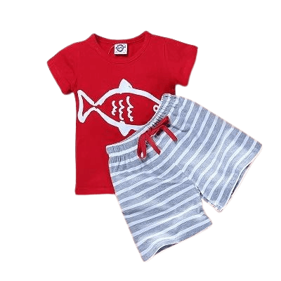 Summer Kid Baby Boys Anchor Fish Cotton Clothes