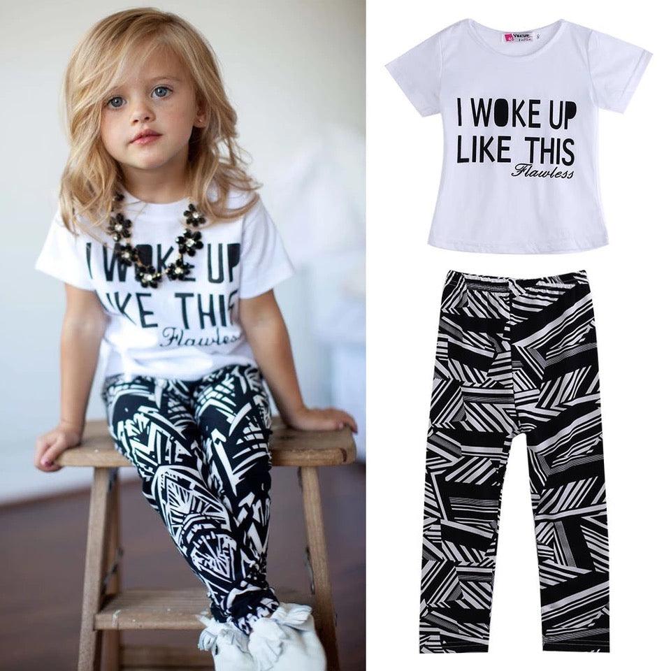 Toddler Girl Zebra Stripe White T Shirt Pant Outfit