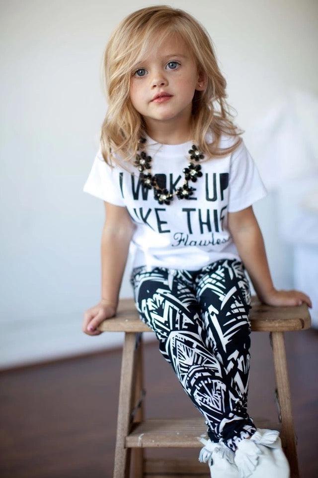 Toddler Girl Zebra Stripe White T Shirt Pant Outfit