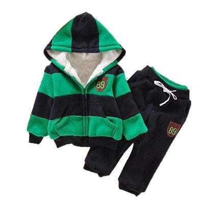 Unisex Boys Girl Hoodies Winter Velvet Sherpa Jacket Coat & Pants