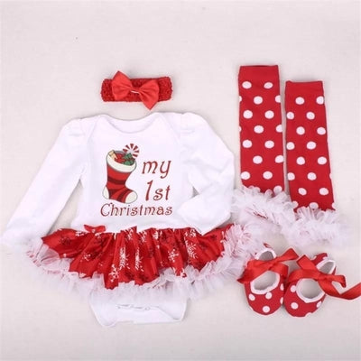 Baby Girl Dress Jumper Suit Footwear Socks Hairband Outfit