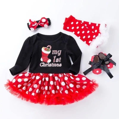 Baby Girl Dress Jumper Suit Footwear Socks Hairband Outfit