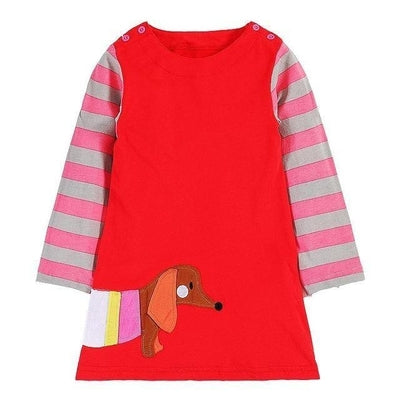 Long Sleeve Princess Animal Flower Tunic Jersey Dress