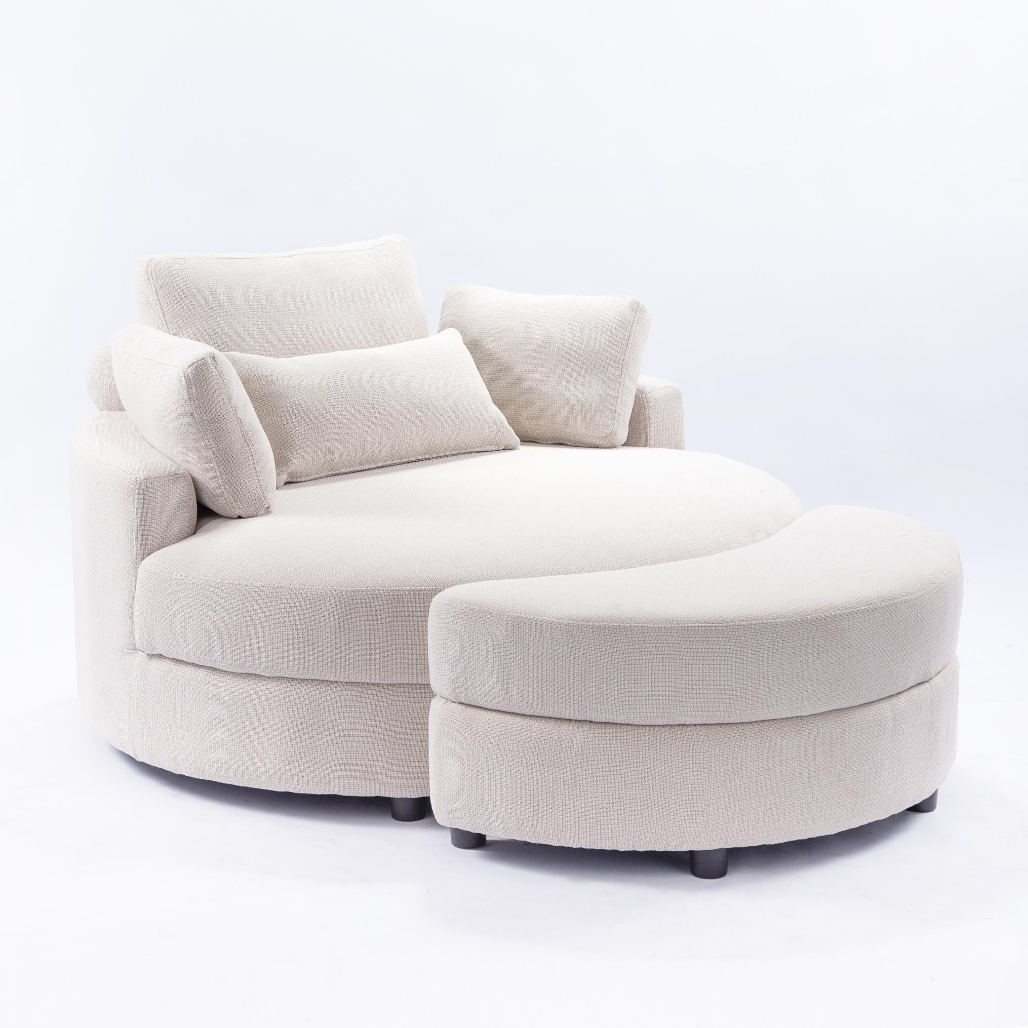 Large round chair with storage linen fabric